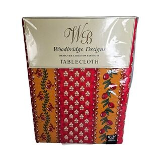 Woodbridge Designs Tablecloth Cherries 60 x 84 Oblong Cherry Red Cotton New